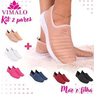 Kit 2 pares Tênis Jogging Feminino Vimalo VL02 NUDE + ADICIONAL em Oferta na Shopee