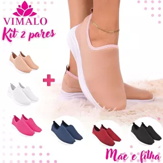 Kit 2 pares Promocional Tênis Jogging Feminino para Academia Passeio VL05 NUDE + ADICIONAL em Oferta na Shopee