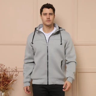 R&S Casaco Moletom Forrado Quente e Grosso Importado Cardigan Moletom masculino com chapéu moda casua