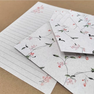 Papéis de Carta ESTAMPAS com Envelope 10 unidades | FLORES E BROTOS