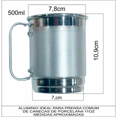 Caneca De Alumínio 500ml Para Sublimação