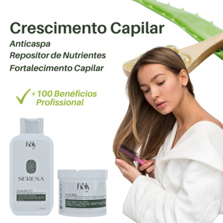 Kit Profissional Crescimento Capilar Antiqueda Anticaspa Crescer Cabelo 2 Produtos Shampoo Mascara Condicionate