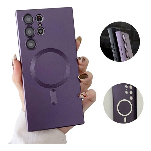 Capa Capinha case de Celular para Samsung Galaxy s23 ultra mag safe carregamento por indução sem fio luxo TPU macio magnética para telefone celular samsung s23 ultra galaxy
