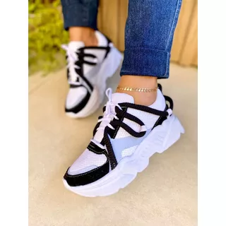 Tênis Feminino Casual Estilo Blogueira Plataforma Para O Dia A Dia Cores Vibrantes