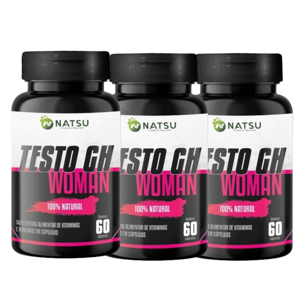 Kit 3 TESTO-GH Power Woman 60 Capsulas - 500Mg NATSU Suplemento ...