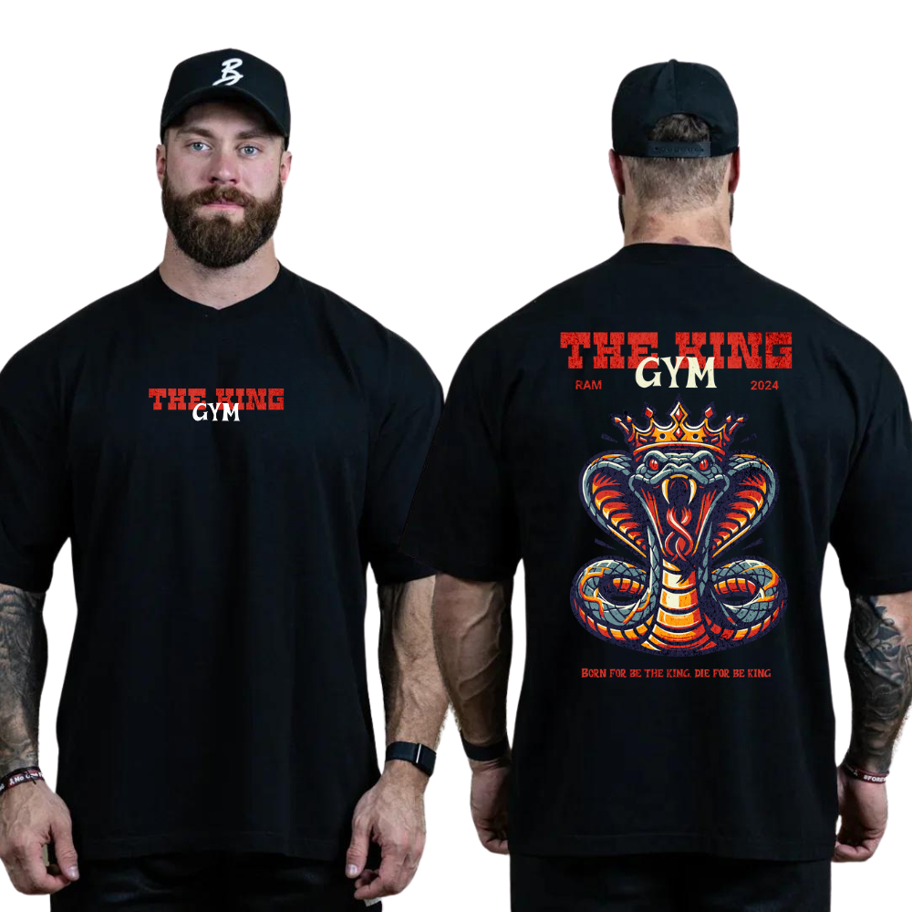 Camisa Masculina Academia The King Snake Estampado Camisa Oversized Para Academia Estilo Novo