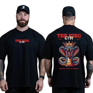 Camisa Masculina Academia The King Snake Estampado Camisa Oversized Para Academia Estilo Novo