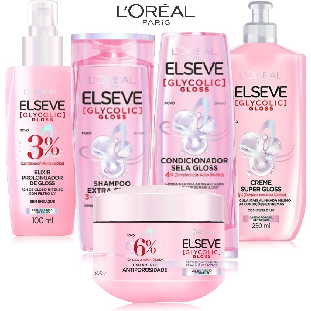 Kit Elseve L'Oréal Paris Glycolic Gloss: Brilho, Hidratação e Maciez ...