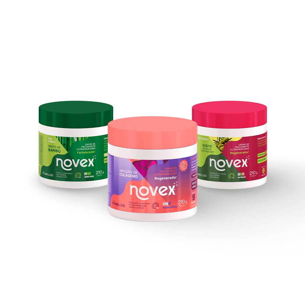 Kit Novex Mini- Cronograma Capilar HNR BAMBU + AZEITE DE OLIVA+