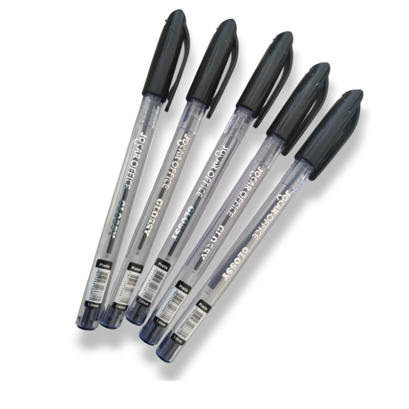 5 Canetas esferográficas pretas - 1,0mm (Jocar office Glossy)