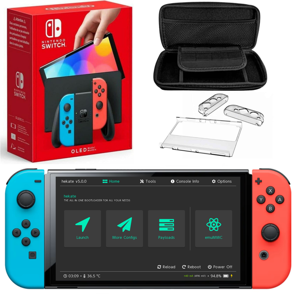 Nintendo Switch Neon Oled Desbloqueado Novo 128/256GB Com 10 Jogos