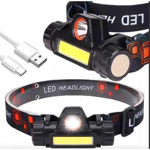 Lanterna Cabeca Testa Capacete C/ Foco Recarregavel Usb, Led Cor da lanterna Branco Medio