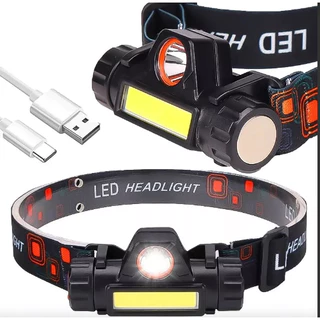 Lanterna Cabeca Testa Capacete C/ Foco Recarregavel Usb, Led Cor da lanterna Branco Medio