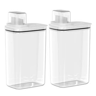 Kit 2 Dispensers Flow 2,3L Transparente Para Lavanderia Com Copo Medidor - OU