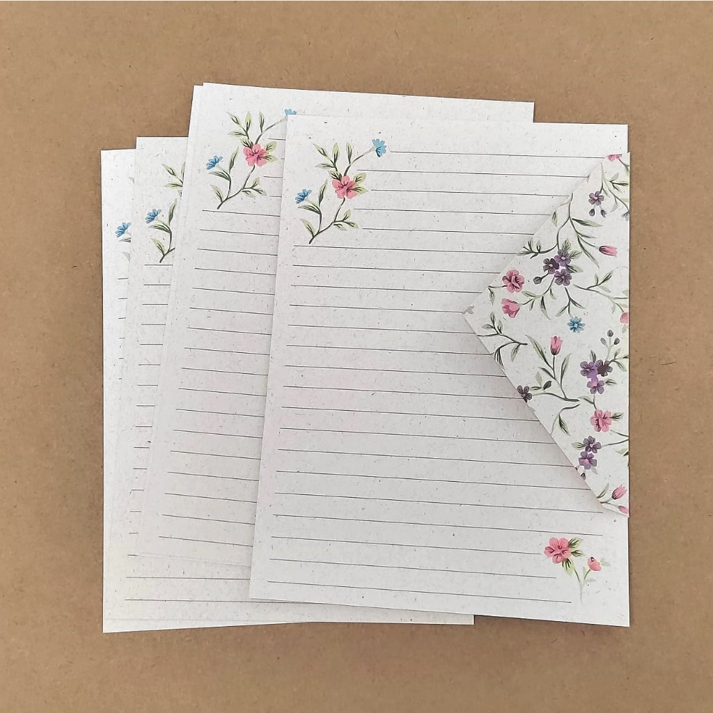 Papéis de Carta Estampas com Envelope 10 Unidades | PRIMAVERA