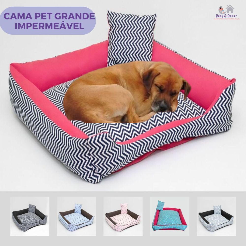 Cama Pet Grande Luxo Impermeável Lavável 70cm x 70cm com Almofadinha ...