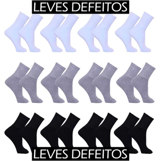 Kit 12 Pares de Meias LEVES DEFEITOS Masculino Cano Alto Sport