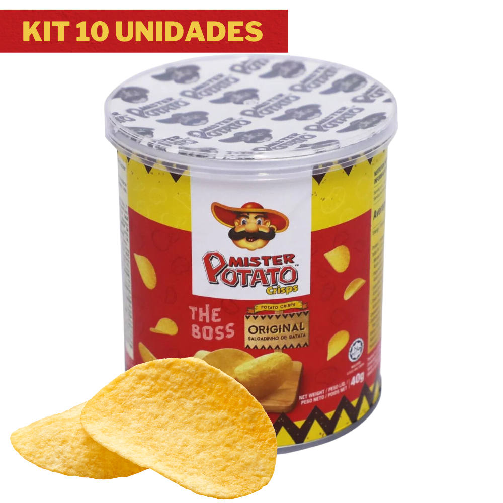 10 Batatas Mister Potato Chips Original Importada 40g - Sabor Original