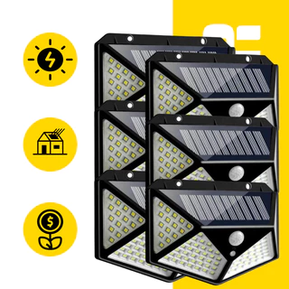 Kit 6 Luminária Solar 100 Led Com Sensor Jardim Prova D'Água