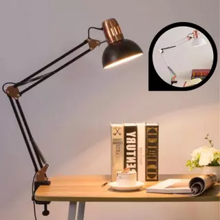 Luminária Pixar Luxo Articulada Metalizado cor Gold de Mesa com Garra