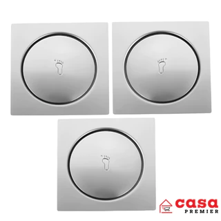 Kit 3 Unidades Ralo Click Pop Up Inteligente Cozinha Banheiro Lavabo Lavanderia Varanda Quadrado 10x10 Cromado