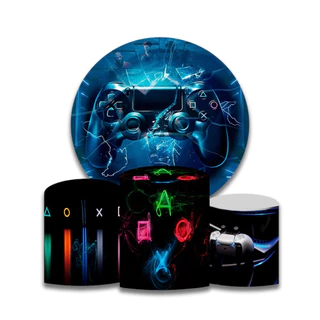 Capas De Cilindros E Trio De Painel Decorativo Para Aniversário Games Tamanho 1,5 M Para Festa Decoração Tema Gamer