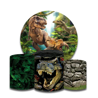 Capas De Cilindros E Trio De Painel Decorativo Para Aniversário Parque Do Dinossauro Feroz Tamanho 1,3 M Para Festa Decoração Tema Tiranossauro Rex