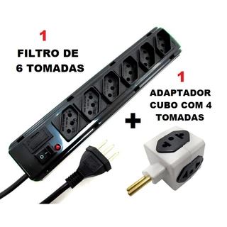 RÉGUA DE TOMADAS MODELO FILTRO DE LINHA COM ADAPTADOR EM CUBO top