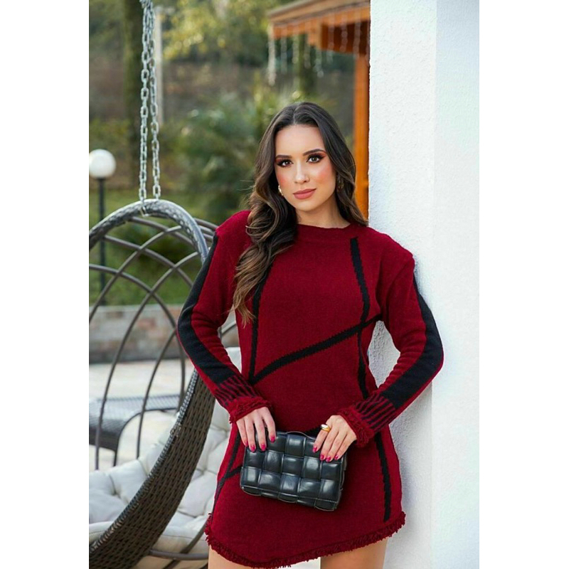 Blusa Sobre Leg De Inverno Vest Legging Feminino Tricot Vestido De