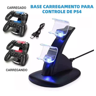 Dock Duplo Carregador 2 Controles Manete Joystick Ps4 Compatível Playstation