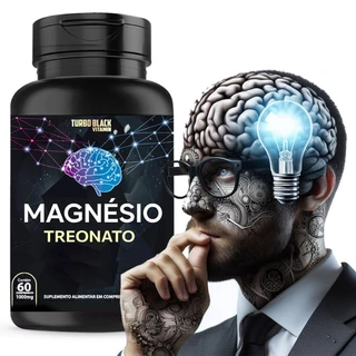 Treonato de Magnésio Treonina Turbo Black 60 comprimidos 1000 mg Melhor para Foco Memória Concentração