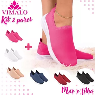 Kit 2 pares Tênis Jogging Feminino VIMALO  VL05 PINK + ADICIONAL - Academia Passeio ou Caminhada em Oferta na Shopee