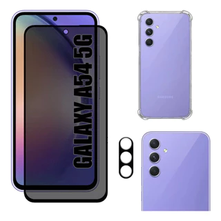 KIT Para Samsung Galaxy A54 | Película de Privacidade 3D - Capa Capinha Anti Impacto - Película da Câmera 3D