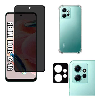 KIT Para Xiaomi Redmi Note 12 4g | Película de Privacidade 3D - Capa Capinha Anti Impacto - Película da Câmera 3D