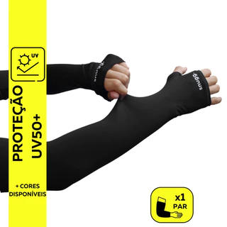 Par Manguito mangote com Dedo Proteção solar UV50+ Corrida Fitness Academia Unissex Snugg