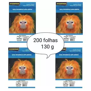 Papel Fotográfico Adesivo A4 Glossy 130g Premium Brilho MasterPrint 200 Folhas