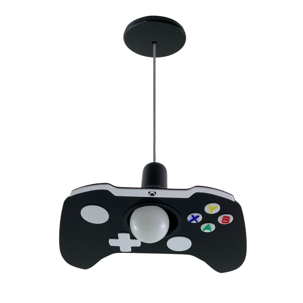 Lustre Pendente Infantil Xbox Preto – Decoração Gamer
