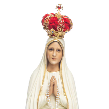 Imagem Nossa Senhora De Fátima 120cm Resina c/ Olhos Vidro e Coroa Folheada