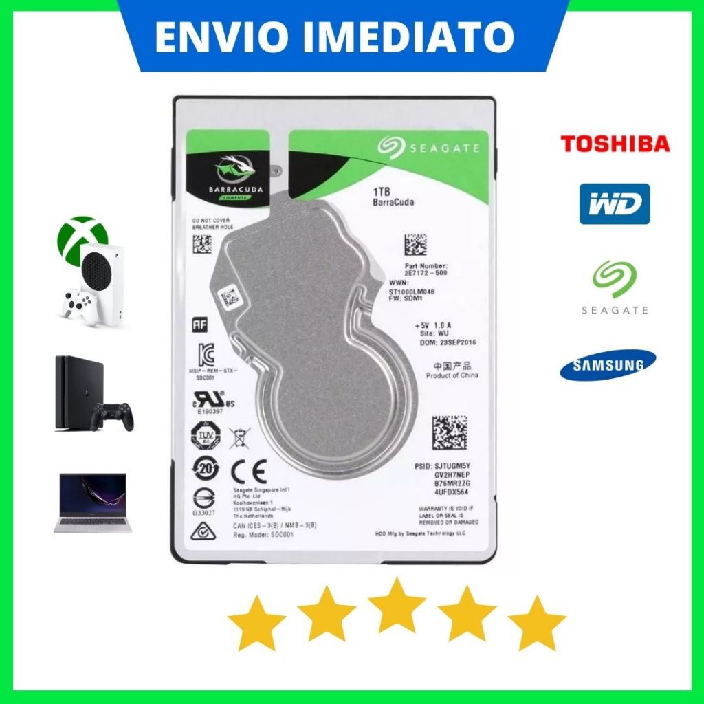 HD Notebook 500GB a 1TB - Disco Rígido Slim para Xbox/PS3/PS4/PC Hd Interno Sata 3