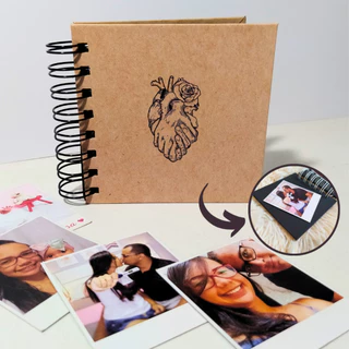 Mini álbum Scrapbook Capa Dura - 11x11cm - COM BRINDE DE 10 MINI FOTOS PREMIUM