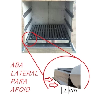 Grelha Argentina Para Churrasqueira Pre Moldada Inox Com Aba e Coletor de Gordura
