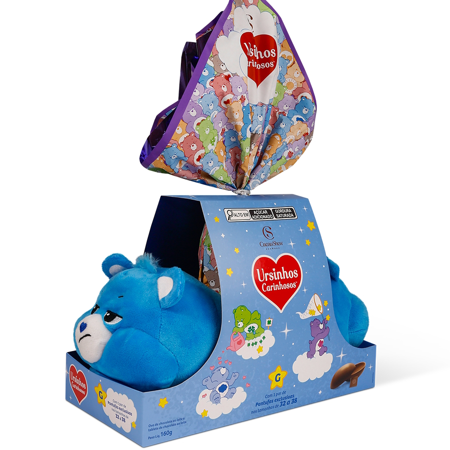 Ovo de Páscoa Pantufa Ursinhos Carinhosos Zangadinho Azul P G Cacau Show 160g Chocolate ao Leite Preto Presente Infantil Criança