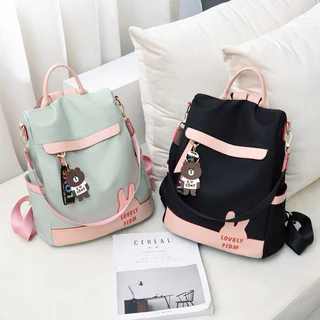 Mochila Feminina Nylon Anti Furto Com Chaveiro orelha coelho [C-4]
