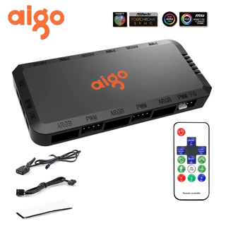 Controladora Aigo Hub APC1 Led Argb 5v 3 Pinos PWM 6 Portas + Controle + Acessórios