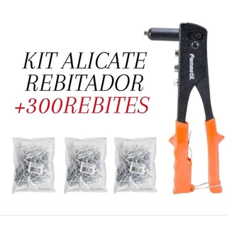 KIT alicate rebitador famastil, opções de rebites, alicate com 100, 200 ou 300 rebites