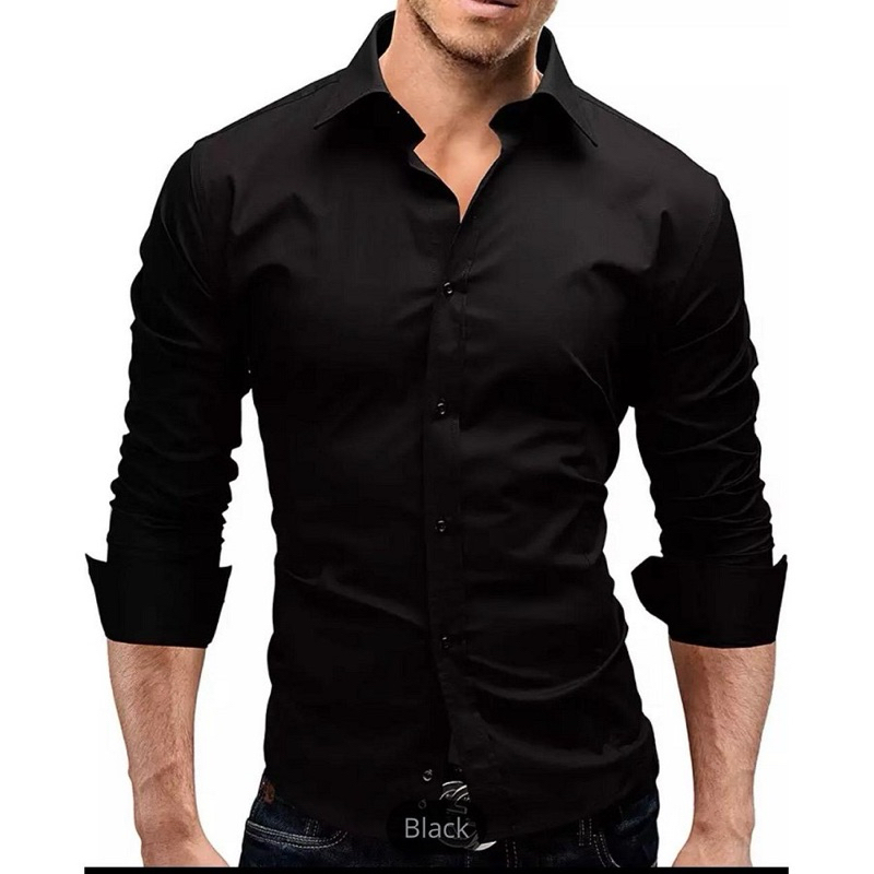 Camisa Social Slim Fit Premium Manga Longa Moda Estilo Camiseta