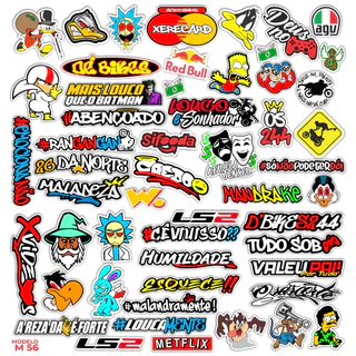 Cartela 56 adesivos - para Bike Carro Moto Capacete em Oferta na Shopee