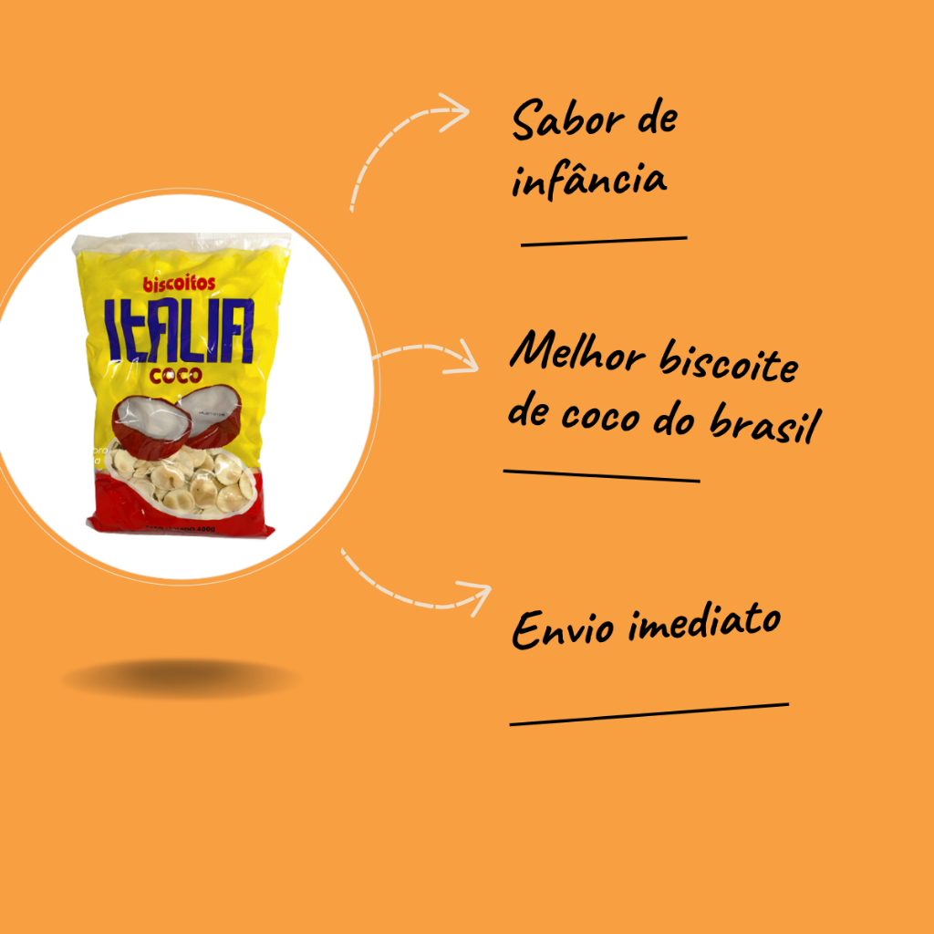 Biscoito De Coco Itália Poca Olho Poca Zoi Coquinho 400g Kit com 5 ...