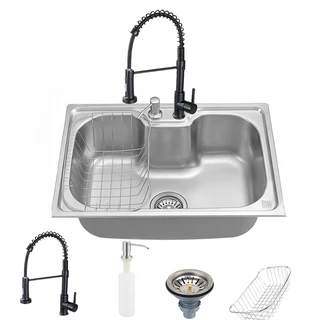 Cuba para cozinha gourmet pia aço inox com acessórios + Torneira Gourmet Dupla alavanca