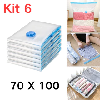 Kit 6 Saco A Vacuo 70X100 Organizador Edredom Cobertor Roupa P/Organizador de Guarda Roupa